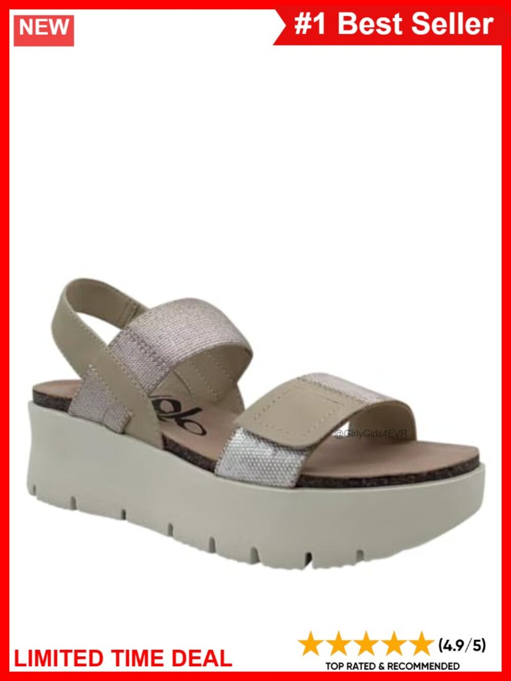 Genuine Leather Flatform Wedge Sandal with Cork Padded Sock
